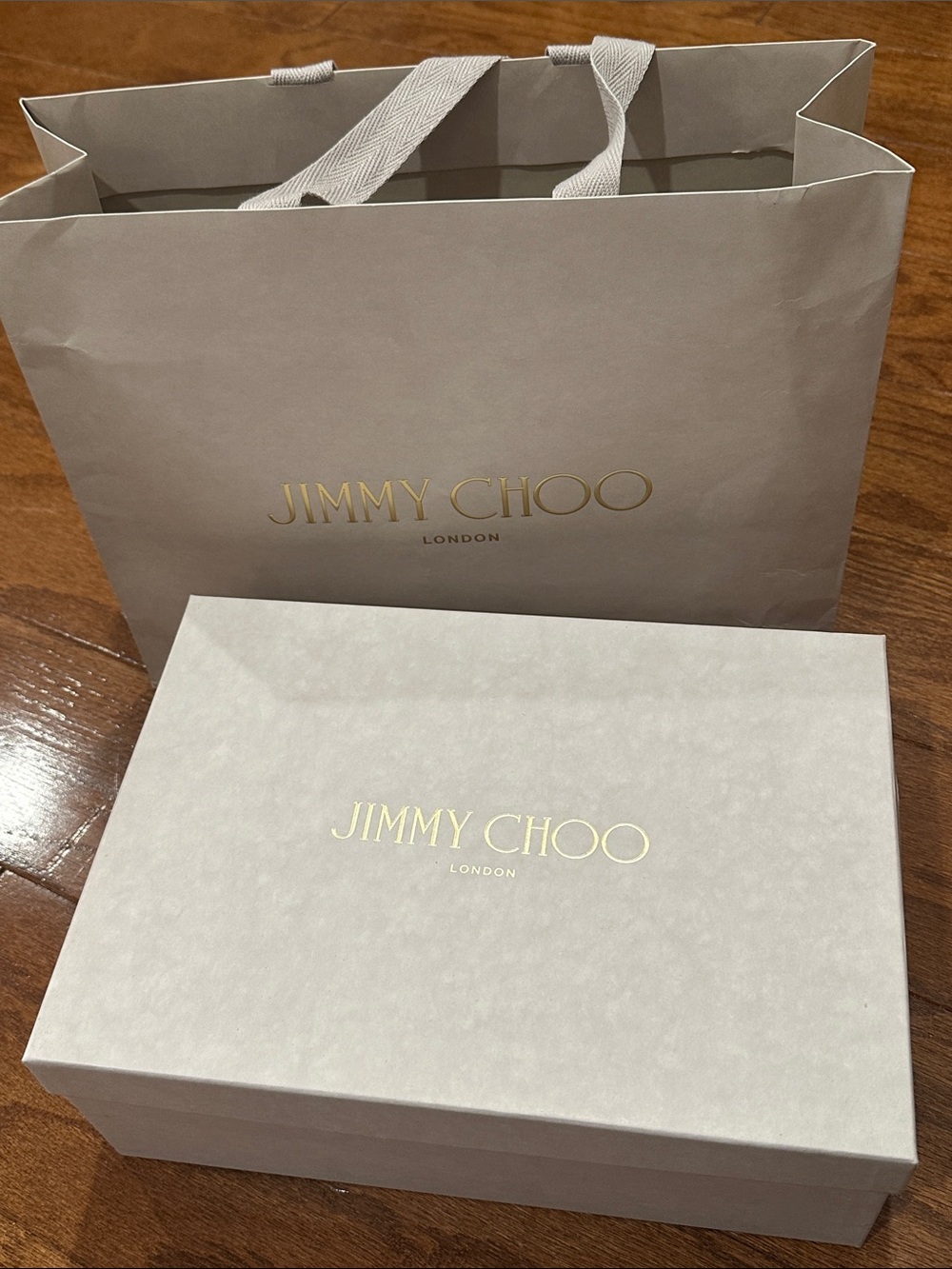 Jimmy Choo paper shopping bag and shoe box